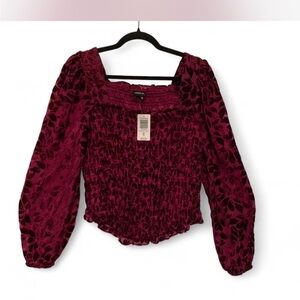 Whimsigoth Dark CoquetteNew torrid Burgundy Smocked Puff-Sleeve Blouse size 00